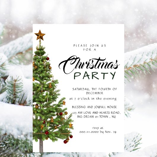 Elegant Modern Minimalist Christmas Party Kaart