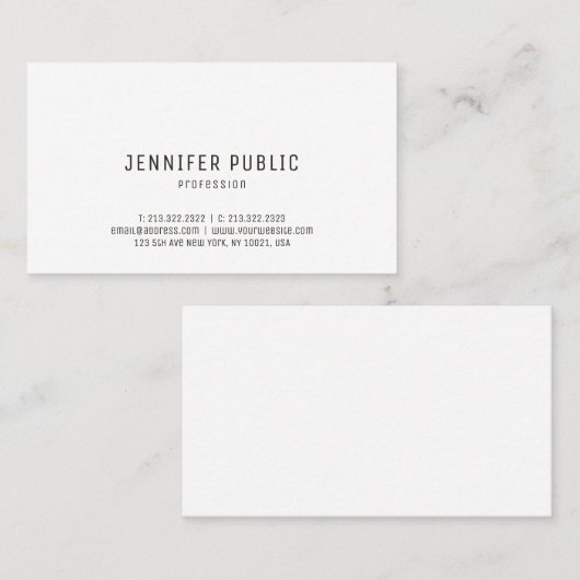 Elegant Modern Minimalist Design Plain Trendy Visitekaartje (Voorkant / Achterkant)