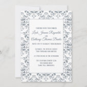 Elegant Modern Minimalist Dusty Blue Damask Kaart (Voorkant)