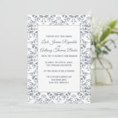 Elegant Modern Minimalist Dusty Blue Damask Kaart (Staand voorkant)