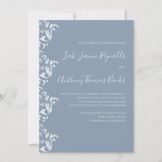 Elegant Modern Minimalist Dusty Blue Floure Kaart (Voorkant)