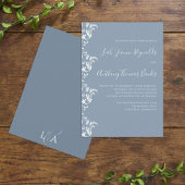 Elegant Modern Minimalist Dusty Blue Floure Kaart