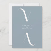 Elegant Modern Minimalist Dusty Blue Wedding Kaart (Voorkant)