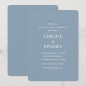 Elegant Modern Minimalist Dusty Blue Wedding Kaart (Voorkant / Achterkant)