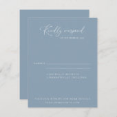 Elegant Modern Minimalist Dusty Blue Wedding RSVP Kaartje (Voorkant / Achterkant)
