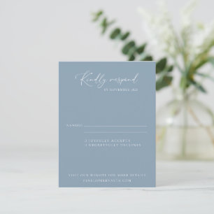 Elegant Modern Minimalist Dusty Blue Wedding RSVP Kaartje
