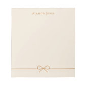Elegant Modern Minimalist Girly Simple Cute Bow Notitieblok (Voorkant)