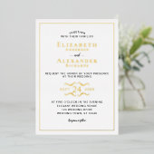 Elegant Modern Minimalist Gold Foil Wedding Folie Uitnodiging (Staand Voorkant)