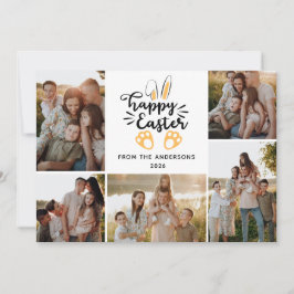 Elegant Modern Minimalist Happy Easter 5 Photo Feestdagenkaart
