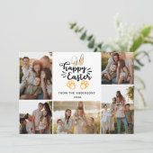 Elegant Modern Minimalist Happy Easter 5 Photo Feestdagenkaart (Staand voorkant)