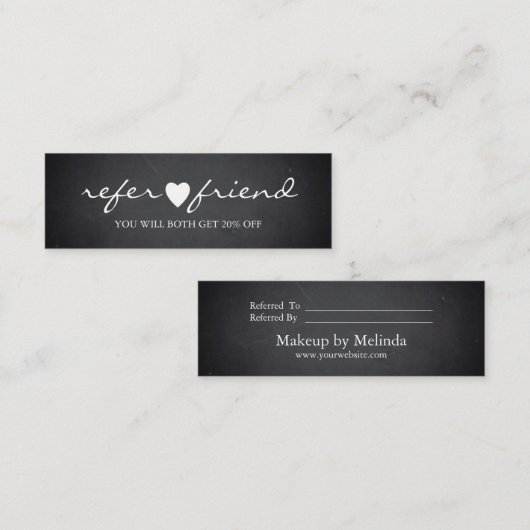 Elegant Modern Minimalist Heart Reference Card Mini Visitekaartje (Voorkant / Achterkant)