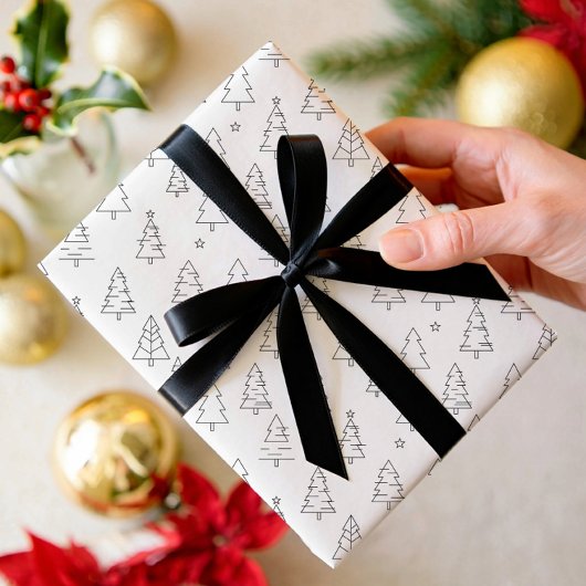 Elegant modern minimalist holly pattern  inpakpapier vel