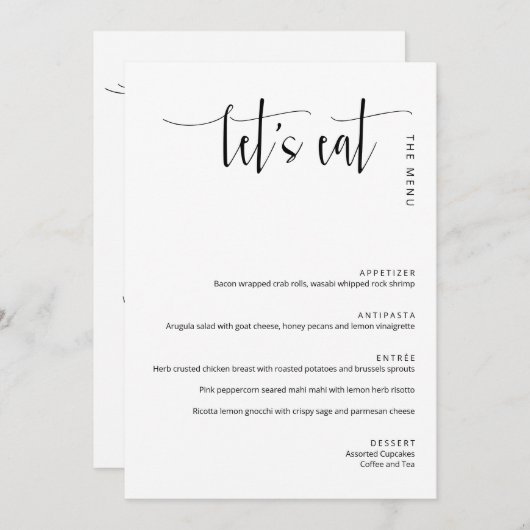 Elegant Modern Minimalist Laten we Eat Hartelijk M (Voorkant / Achterkant)