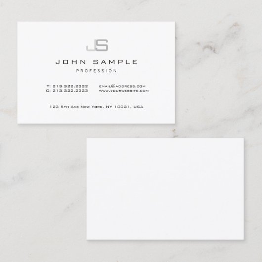 Elegant Modern Minimalist Monogram Sjabloon Visitekaartje (Voorkant / Achterkant)