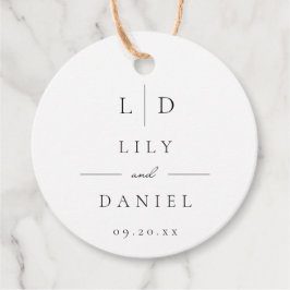 Elegant Modern Minimalist Monogram Weddenschap Bedankjes Labels