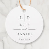 Elegant Modern Minimalist Monogram Weddenschap Bedankjes Labels (Voorkant)