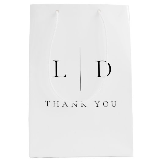 Elegant Modern Minimalist Monogram Weddenschap Medium Cadeauzakje (Voorkant)