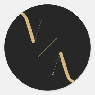 Elegant Modern Minimalist Monogram Weddenschap Ronde Sticker