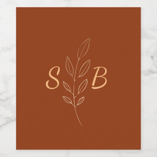 Elegant Modern Minimalist Monogram Weddenschap Wijn Etiket (Enkel label)