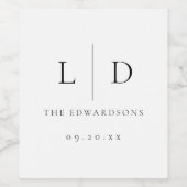 Elegant Modern Minimalist Monogram Weddenschap Wijn Etiket (Enkel label)