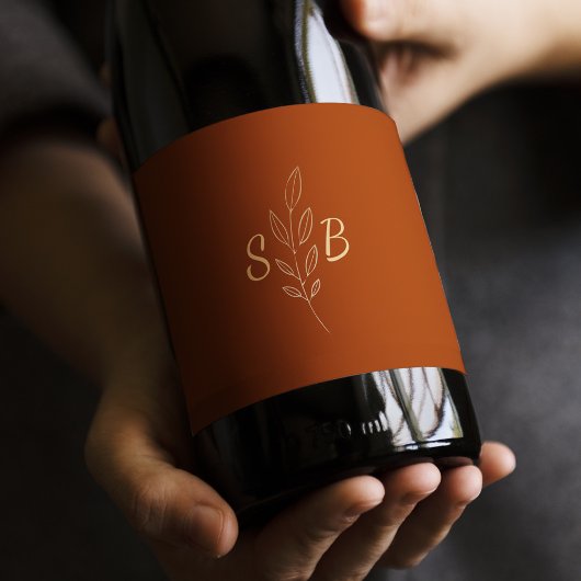 Elegant Modern Minimalist Monogram Weddenschap Wijn Etiket