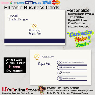 Elegant Modern Minimalist Navy Blue Cream Pearl Visitekaartje