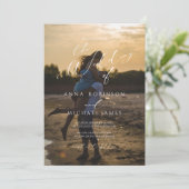 Elegant Modern Minimalist Photo Wedding Kaart (Staand voorkant)