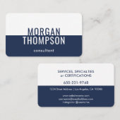 Elegant Modern Minimalist Plain Navy White Simple  Visitekaartje (Voorkant / Achterkant)