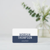 Elegant Modern Minimalist Plain Navy White Simple  Visitekaartje (Staand voorkant)