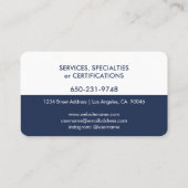 Elegant Modern Minimalist Plain Navy White Simple  Visitekaartje (Achterkant)