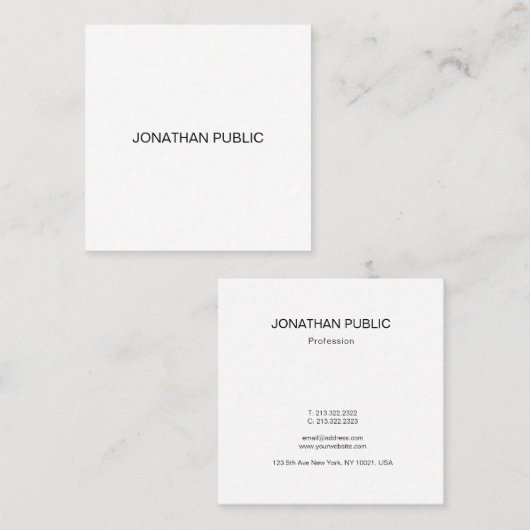 Elegant Modern Minimalist Professional Plain Luxe Vierkante Visitekaartje (Voorkant / Achterkant)