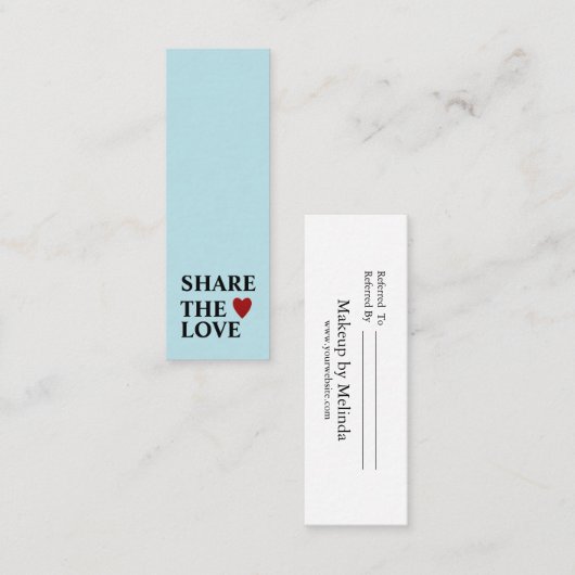 Elegant Modern Minimalist Red Heart Referral Card Mini Visitekaartje (Voorkant / Achterkant)
