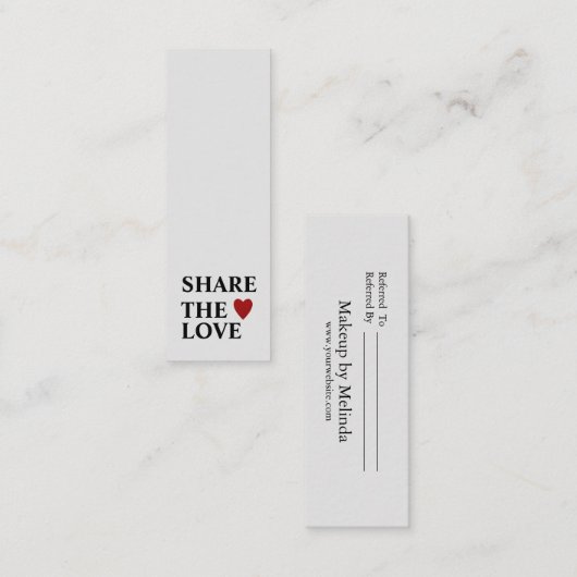 Elegant Modern Minimalist Red Heart Referral Card Mini Visitekaartje (Voorkant / Achterkant)