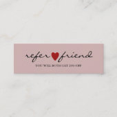 Elegant Modern Minimalist Red Heart Referral Card Mini Visitekaartje (Voorkant)