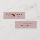 Elegant Modern Minimalist Red Heart Referral Card Mini Visitekaartje (Voorkant / Achterkant)