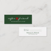 Elegant Modern Minimalist Red Heart Referral Card Mini Visitekaartje (Voorkant / Achterkant)