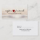 Elegant Modern Minimalist Red Heart Referral Card Visitekaartje (Voorkant / Achterkant)