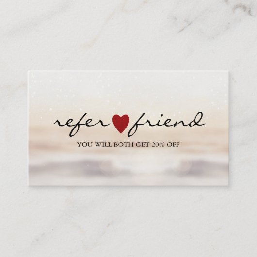 Elegant Modern Minimalist Red Heart Referral Card Visitekaartje (Voorkant)