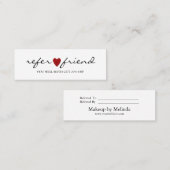 Elegant Modern Minimalist Red Heart-verwijzingskaa Mini Visitekaartje (Voorkant / Achterkant)