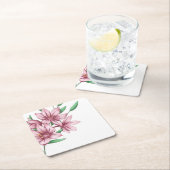 Elegant Modern Minimalist Roze Floral Kartonnen Onderzetters (Insitu)