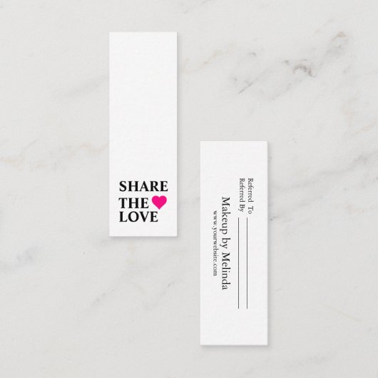 Elegant Modern Minimalist Roze Heart Reference Car Mini Visitekaartje (Voorkant / Achterkant)