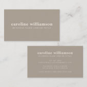 Elegant Modern Minimalist Rustic Taupe Visitekaartje (Voorkant / Achterkant)