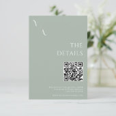 Elegant Modern Minimalist Sage Green Wedding Informatiekaartje (Staand voorkant)