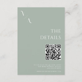 Elegant Modern Minimalist Sage Green Wedding Informatiekaartje