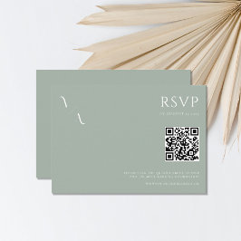 Elegant Modern Minimalist Sage Green Wedding RSVP Kaartje