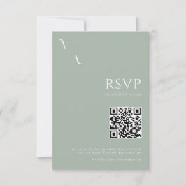 Elegant Modern Minimalist Sage Green Wedding RSVP Kaartje