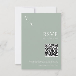 Elegant Modern Minimalist Sage Green Wedding RSVP Kaartje