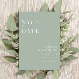 Elegant Modern Minimalist Sage Green Wedding Save The Date