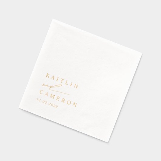 Elegant Modern Minimalist Simple Gold Wedding Folie Servetten (Links)