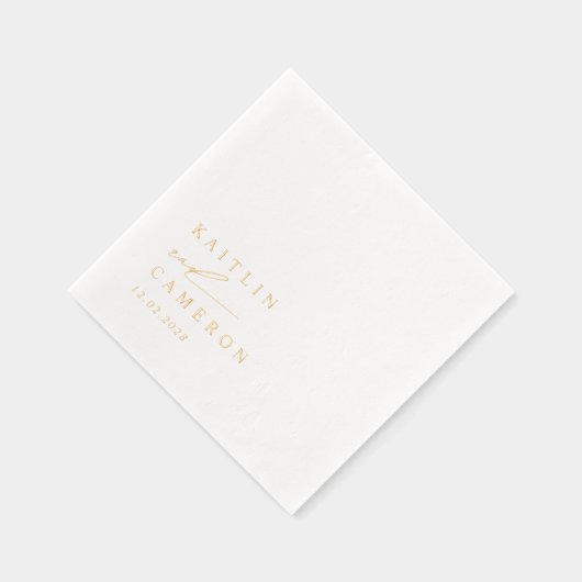 Elegant Modern Minimalist Simple Gold Wedding Folie Servetten (Rechts)